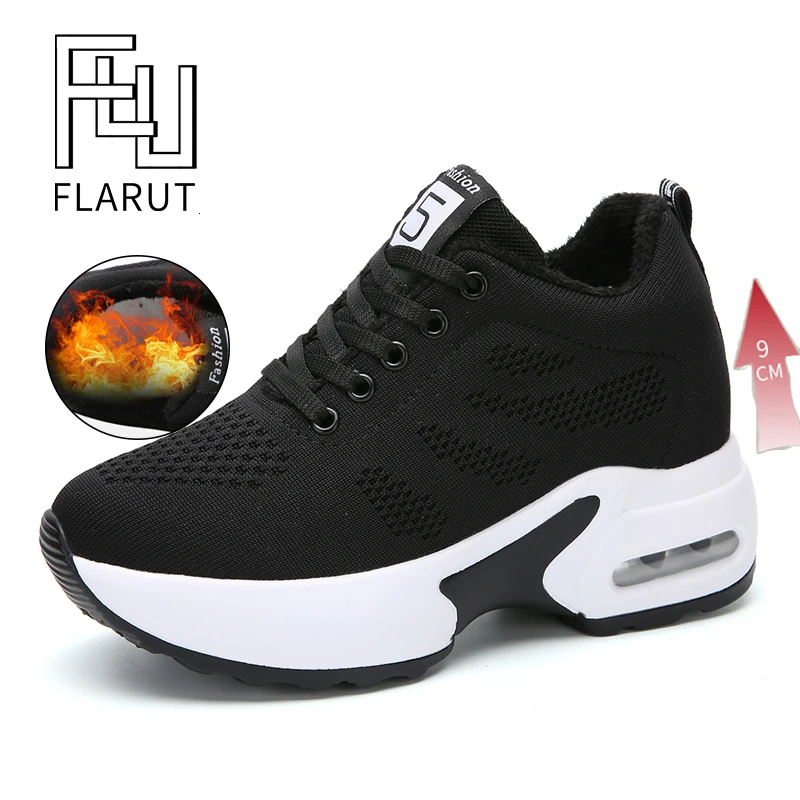 Зимняя спортивная обувь визуально увеличивающая рост 9 см Женские теплые меховые