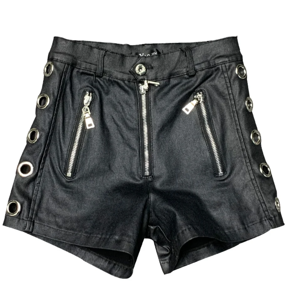 

PU Leather High Waist Shorts For Women Black spring autumn Women's Shorts Fashion Casual