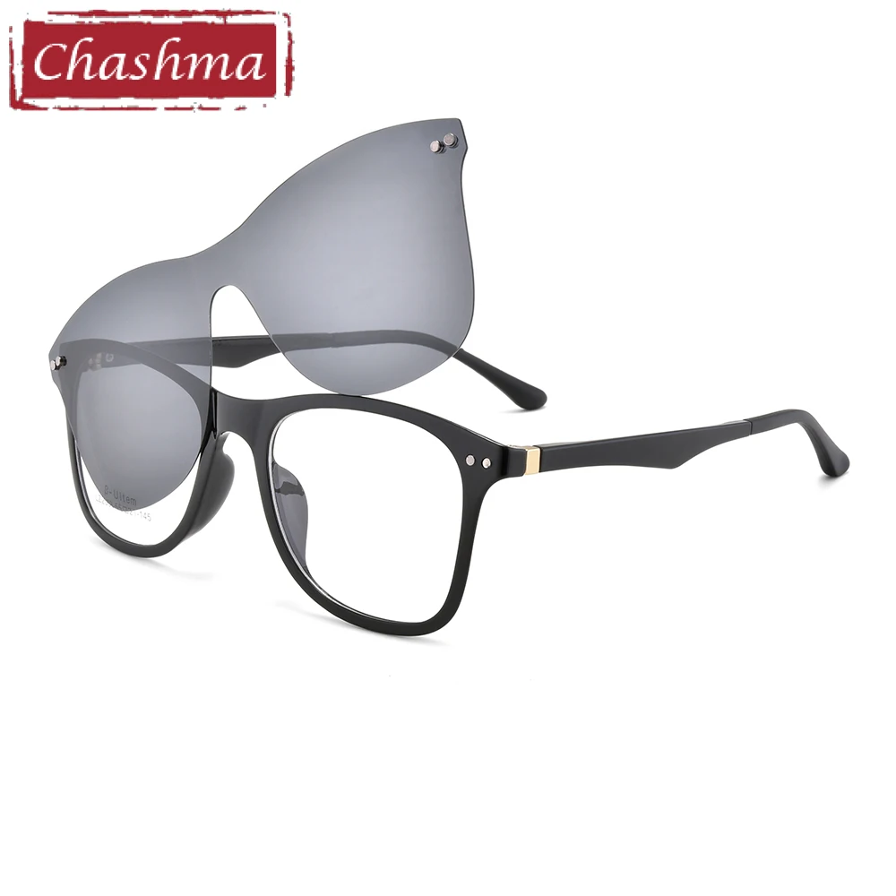 

Men Wide Frame Prescription Glasses Magnet Clips Lenses Cover Polarized Optical Frame Women