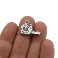 20pcs silver plated box ruller charms pendants for jewelry making bracelet diy accessories 22x17mm