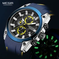 megir mens military sport watches men waterproof fashion blue silicone strap wristwatch man luxury top brand luminous watch