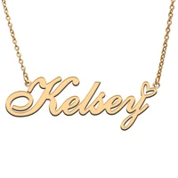 love heart kelsey name necklace for women stainless steel gold silver nameplate pendant femme mother child girls gift