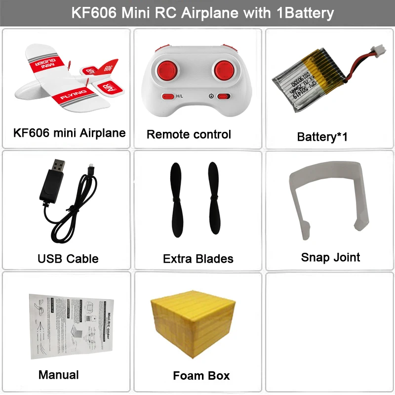 With 1 Battery FB KF606 2,4 Ghz RC самолет летающий самолет EPP планер из пеноматериала игрушечный самолет 15 минут флигт время RTF самолет из пеноматериала игрушки детские подарки - Цвет: With 1 Battery FB