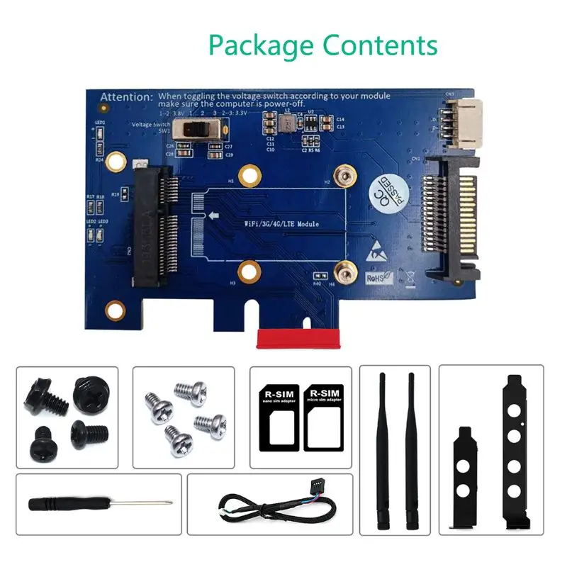 

Mini PCI Express to PCI-E 1x Adapter with SIM Card Slot for WiFi 3G/4G/LTE Card