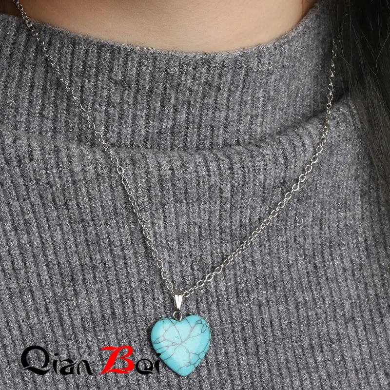 QianBei браслет с сердцем из опала рок натуральный кварцевый кристалл для лечения