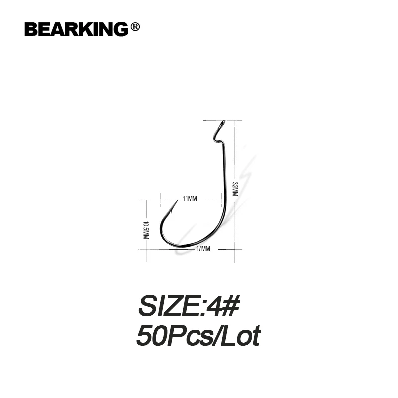 BEARKING 50 шт. в наборе рыболовные мягкие крючки для Червяков высокоуглеродистой стали широкий суперзамок рыболовные крючки мягкие блесна Крючки приманки снасти - Цвет: 4
