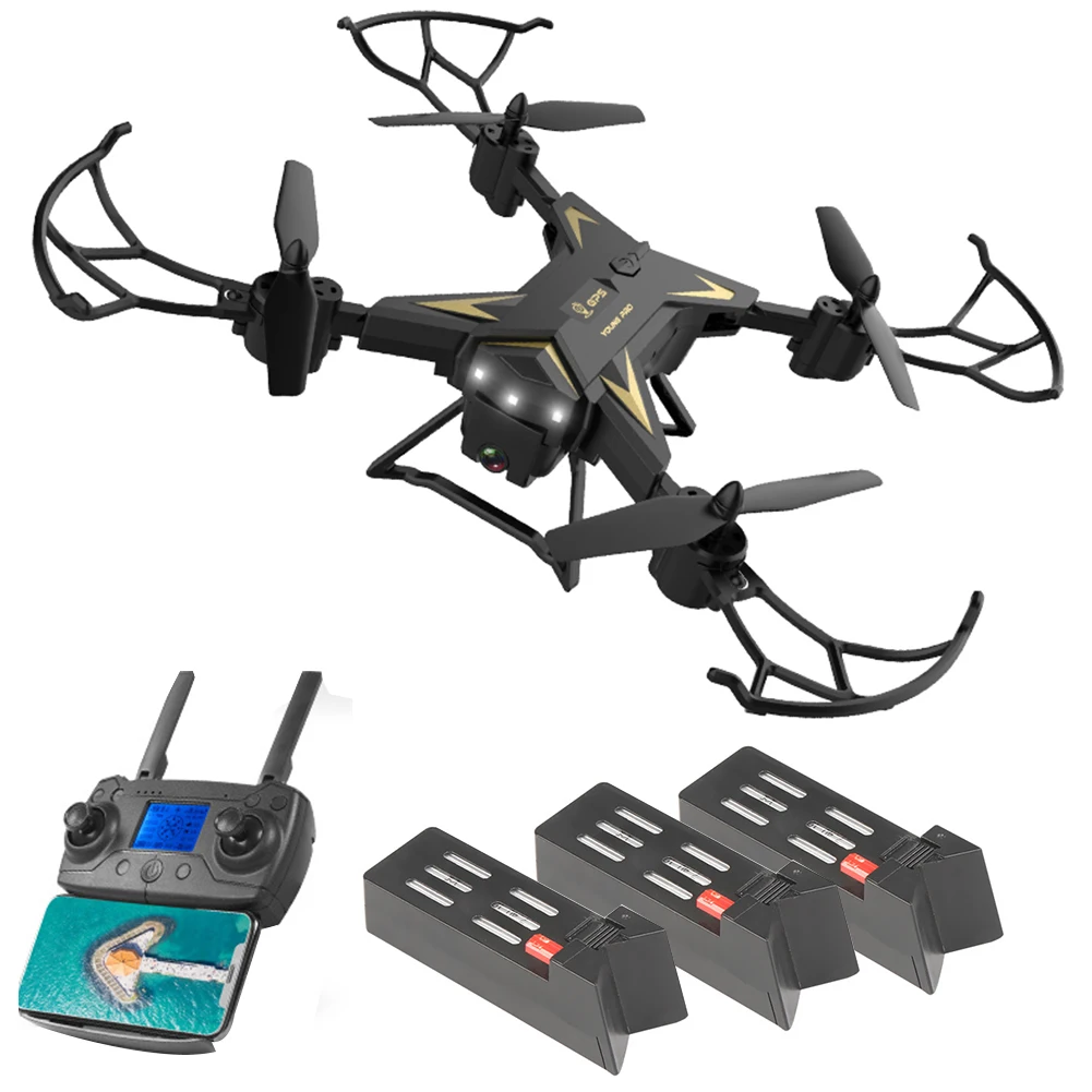 Black 3 Battery KY601G фотография ABS складной двойной gps 4K HD usb зарядка светодиодный светильник Интеллектуальный FPV Дрон пульт дистанционного управления wifi воздушный вид - Цвет: Black 3 Battery