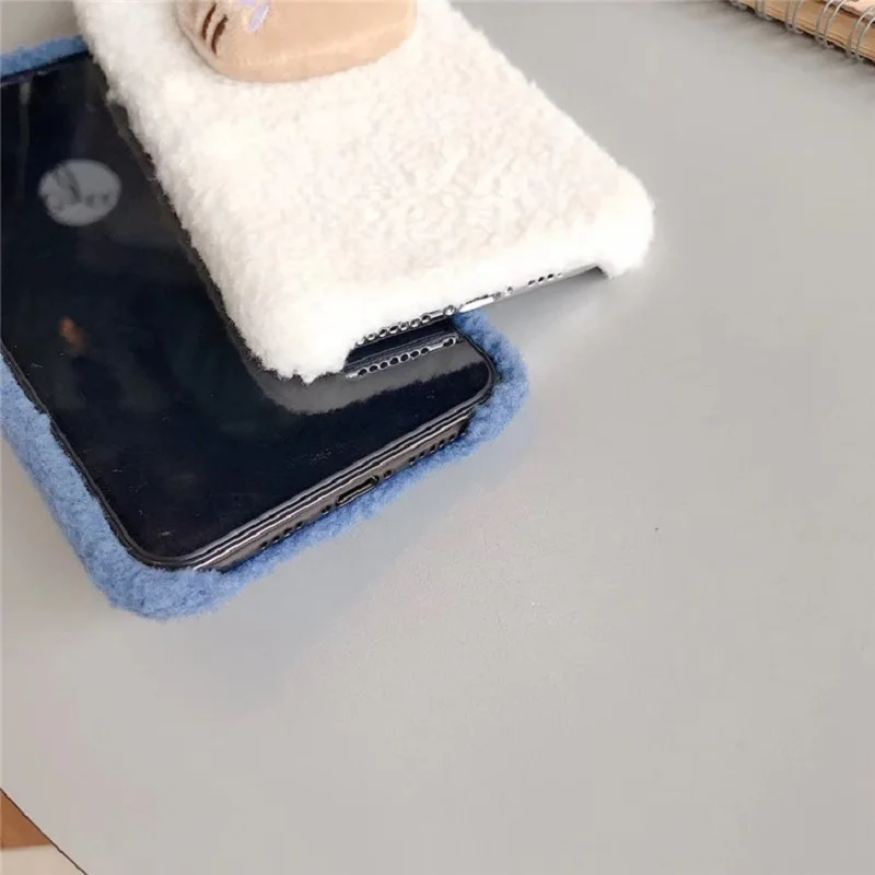 Для iphone 11 чехол XS X XR Pro Max 7 8 Plus мультяшный мех теплый милый котенок рыбка мягкий