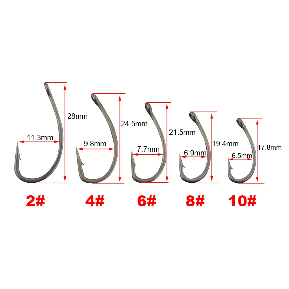 15pcs PTFE Coated High Carbon Stainless Steel Barbed Fish Hook With Eye Carp Fishing Accessories X501