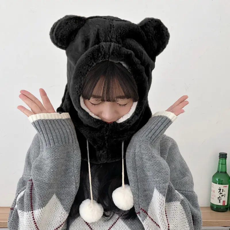 Шапка женская осень и зима сладкий милый плюшевый шарф одна Корейская версия