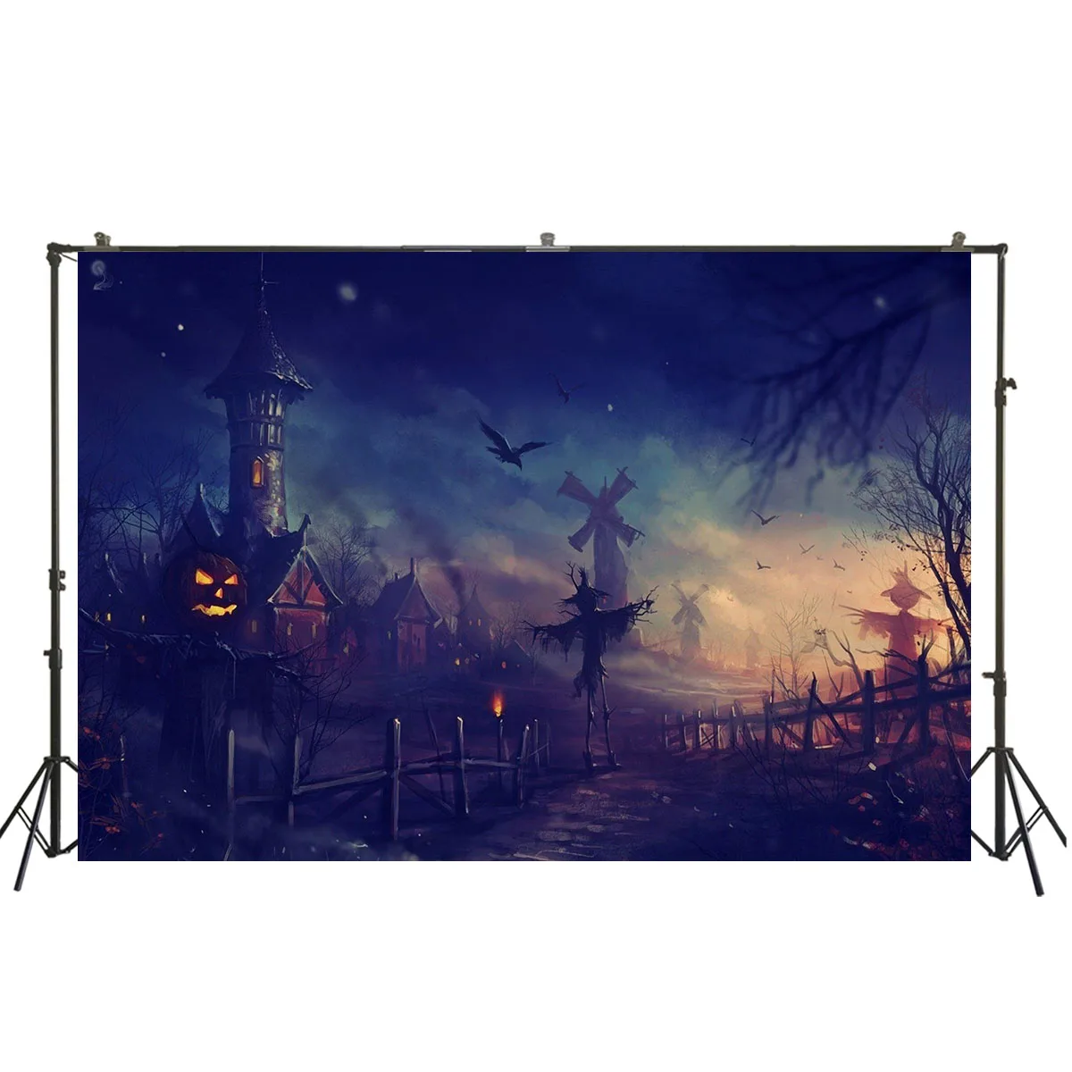 

Вечерние детские фоны с изображением тыквы Джека-о-фонаря террора форта пугало призраков на Хэллоуин