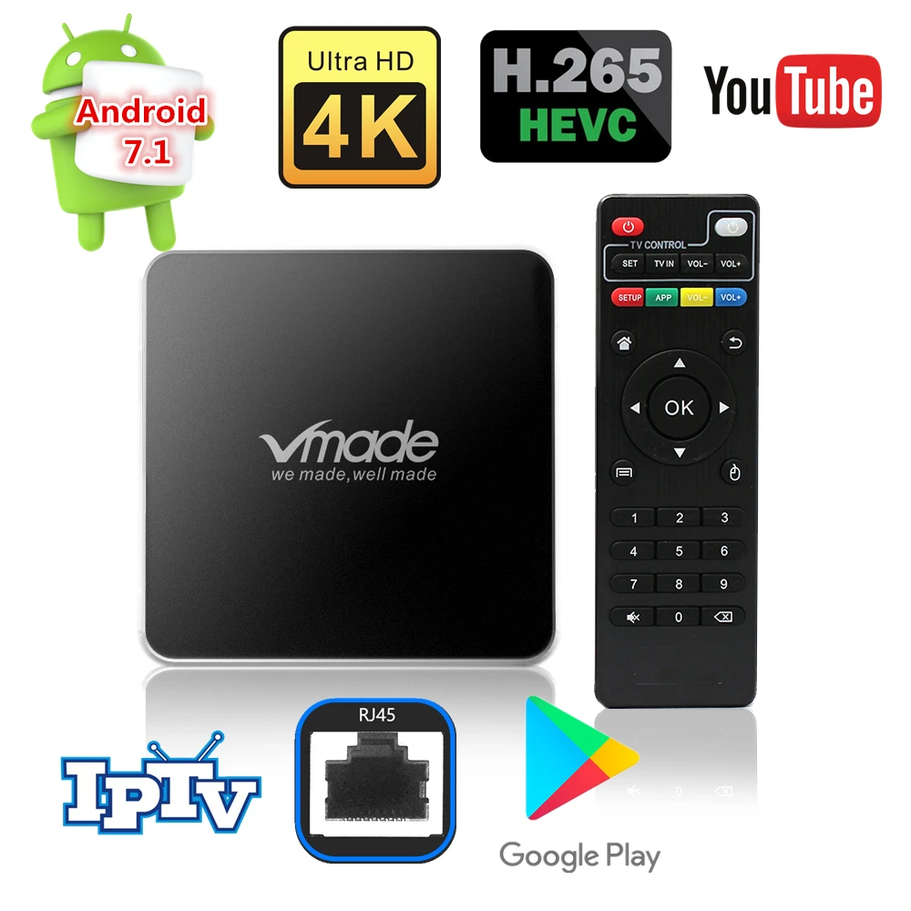 

Vmade 2020 Android 7.1 TV Box Amlogic S905W Quad Core 2GB 16GB Android Tv Box Support Youtube Google Player Smart Box