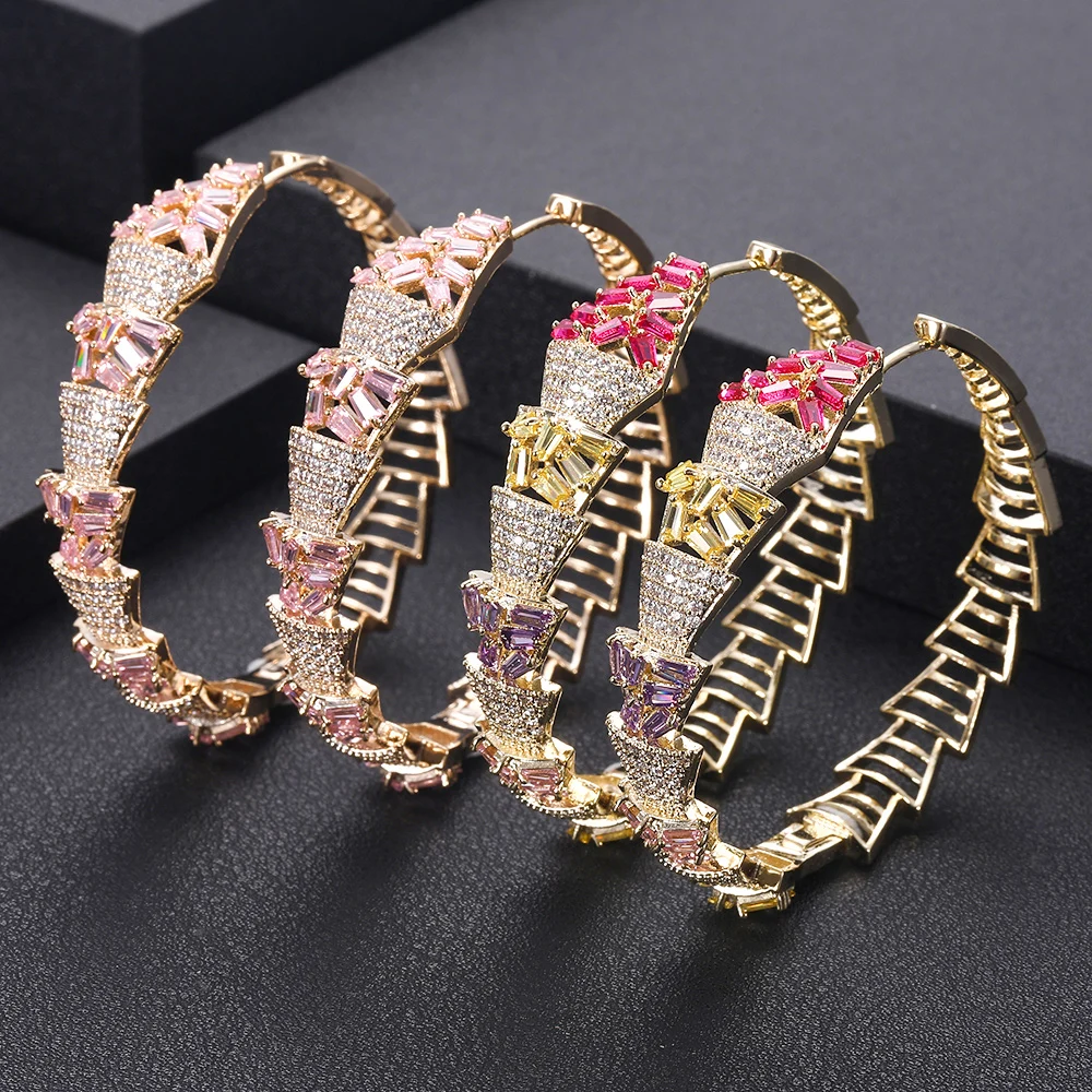 Модные геометрические серьги-кольца для женщин аксессуары серьги с фианитом