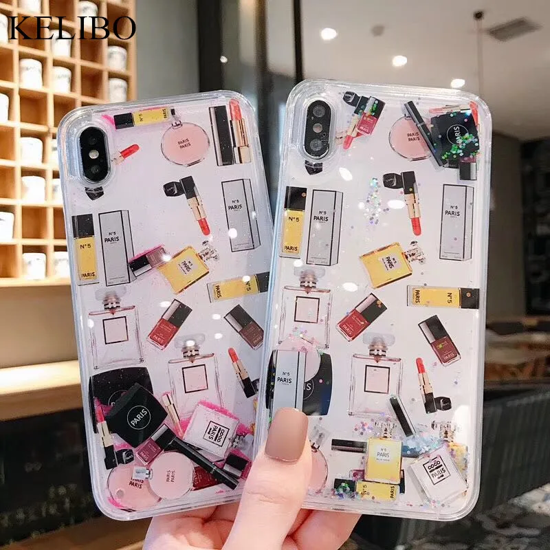 Косметический чехол с сыпучим песком для телефона iPhone 8 Plus 7 11 11Pro Max жесткий