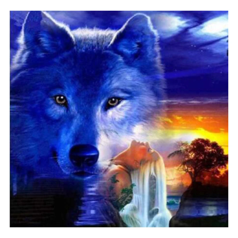 Новое поступление, 5D алмазная картина «сделай сам», полностью круглая/квадратная, алмазная живопись, животное, волк, 3D вышивка крестиком стразы, мозаика, домашний декор Y1188