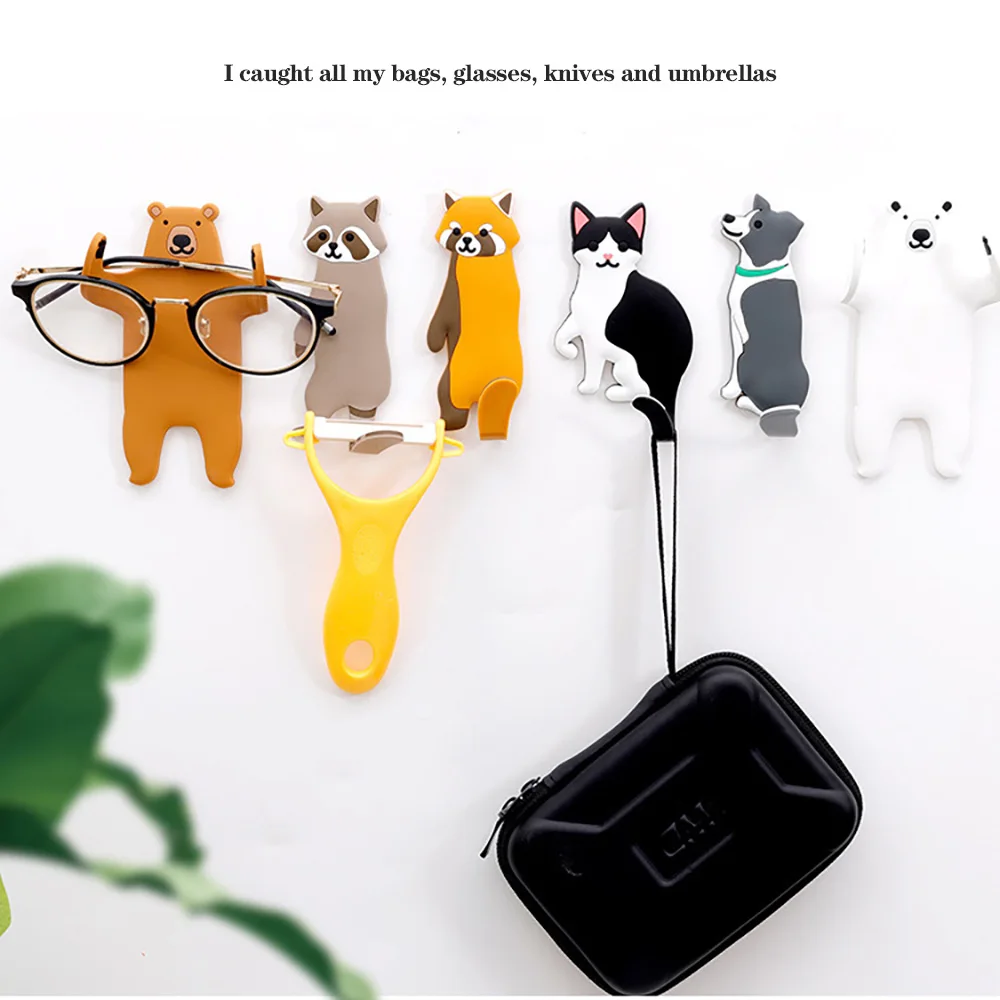 

3pcs Lovely animal Fridge Hook Key Wall Crochet Holder Removable Kitchen Hooks Home Decor key holder wall can Washed holder wall