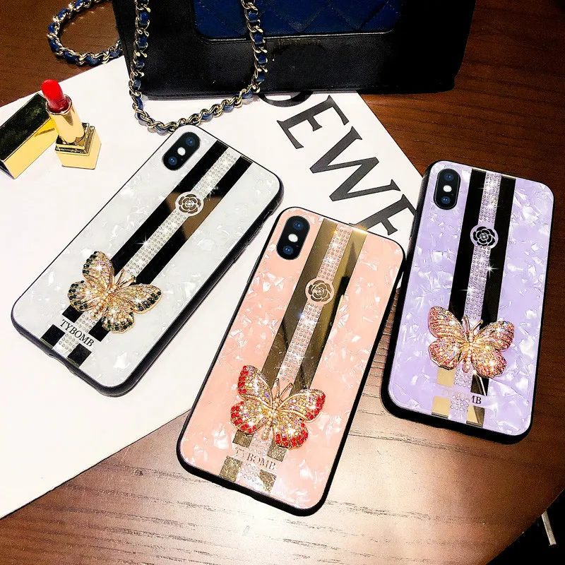 

Luxury Creative Mirror Fashion 3D Inlaid butterfly Phone Case For iPhone 12 X XR XS MAX 11 Pro Max Cover For iPhone 7 8Plus Case