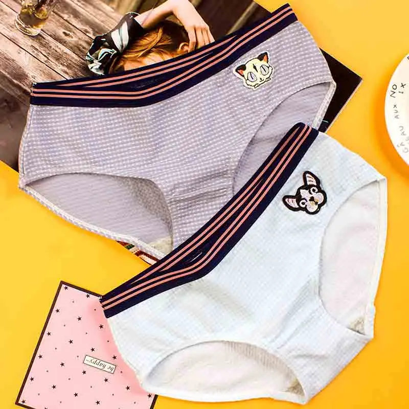2019 милые трусики в форме треугольника женское хлопковое с мультяшным котом