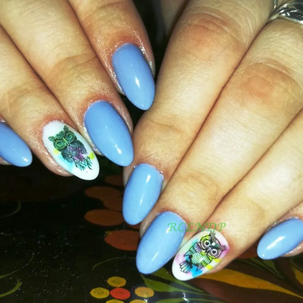 Наклейка на воду для слайдер украшения ногтей Акварельная Сова паутина чернила