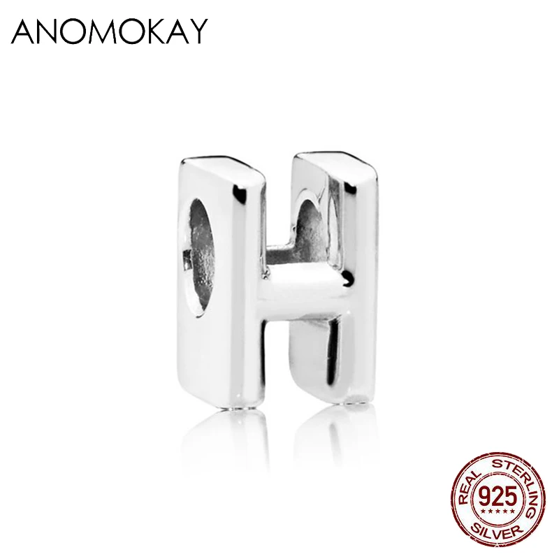 ANOMOKAY, новинка, 925 пробы, серебро, от A до Z, классика, 26 букв, бусины, амулеты, подходят для браслетов Pandora, сделай сам, изготовление ювелирных изделий