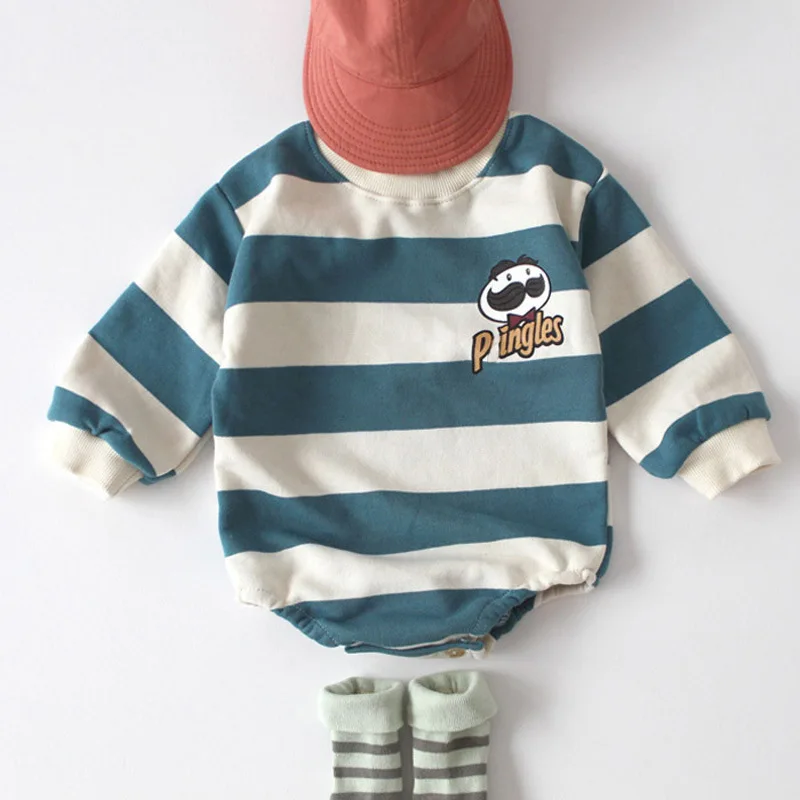 

Koodykids 2021 Spring Baby Girl Boy Bodysuits Toddler Long Sleeve Jumpsuit Striped Clothing Cotton Cute Clothes Autumn