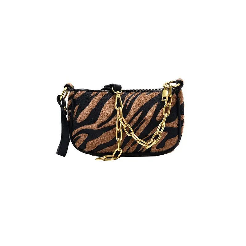

Zebra Pattern Designer Mini Underarm Bag for Women 2020 Women's Winter Fashion Trend Handbags Branded Trending Chain Hand Bag