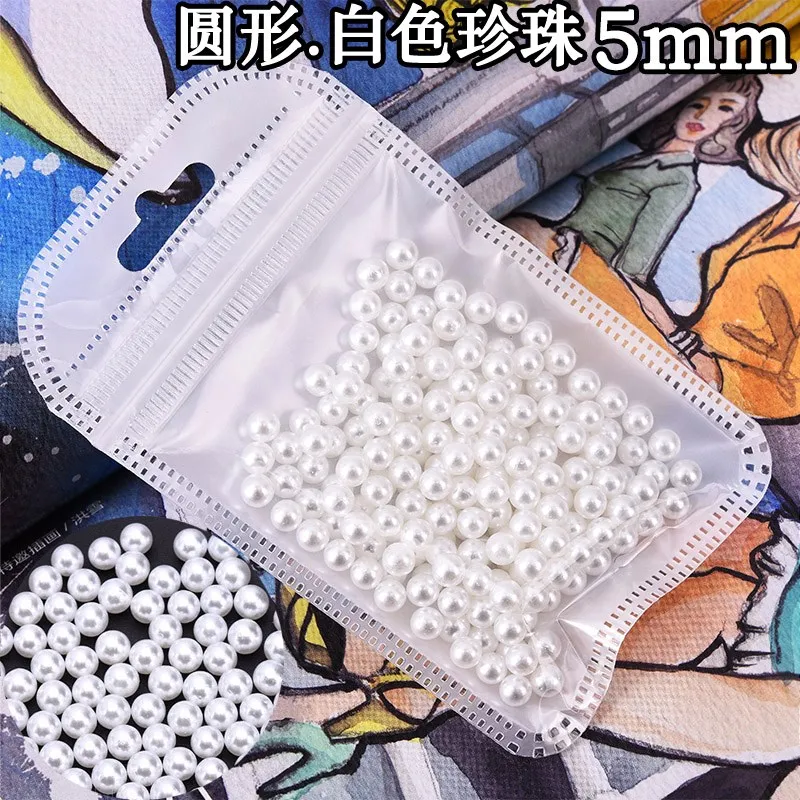 round white 5mm 220 100-1200 шт 2 3, 4, 5, 6,7 мм круглые половинки кремового белого жемчуга цвета слоновой кости с плоской задней стороной, блестящие драгоценные камни из смолы и акрила с плоской задней поверхностью для украшения ногтей - Цвет: round white 5mm 220