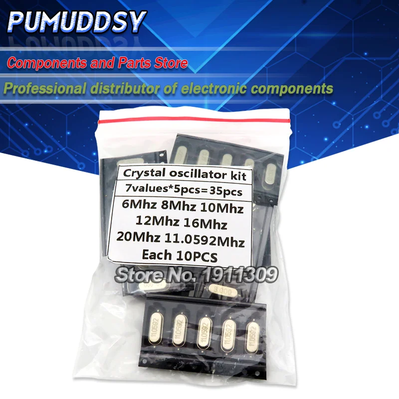 7 видов * 5 шт. = 35 шт. 49S-SMD кристаллы SMD 6 МГц 8Mhz 10 12 МГц 16 МГц 20 МГц 11,0592 МГц 49SMD hjxrhgal с украшением в виде кристаллов Комплект для осциллятора