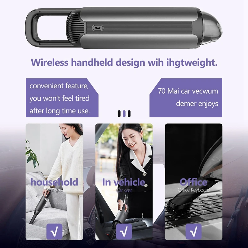 

Mini Car Vacuum Cleaner Portable Wireless Handheld Auto Vacuum Cleaner for Car Interior Home Computer Cleaning