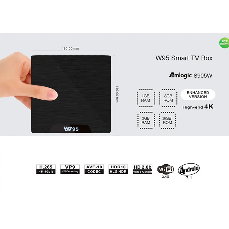 ТВ-приставка Beelink W95 Android 7 1 2 Гб RAM 4K Amlogic S905W четырехъядерный 4G WiFi H.265 30fps VP9
