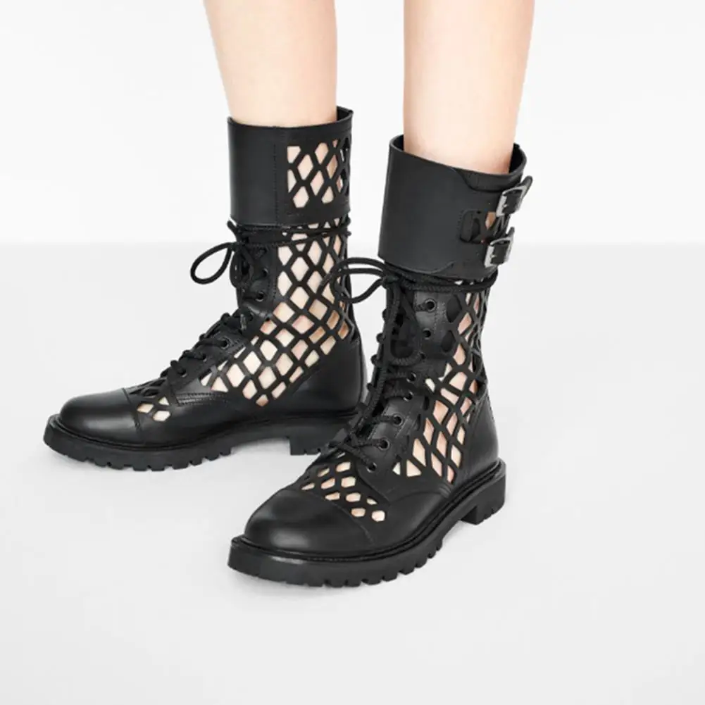 SARAIRIS с перфорацией и пряжкой туфли на шнуровке Ботинки до середины икры низком