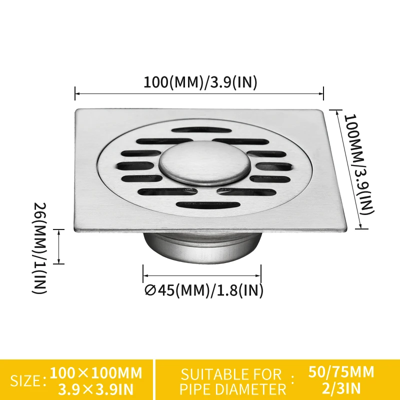Квадратные напольные решетки из нержавеющей стали стоки для ванной и кухни