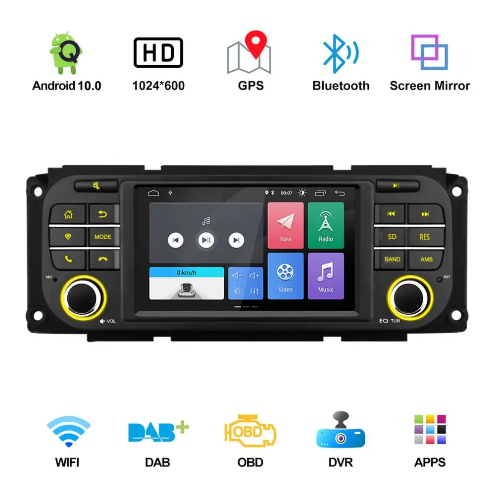 Автомобильный мультимедийный DVD плеер на Android 10 для JEEP Grand Cherokee Liberty Wrangler Chrysler Dodge GPS