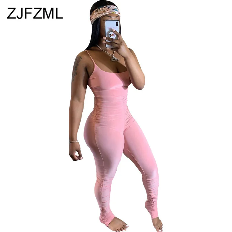 

Neon Green Pleated Ruched Bodycon Bodysuit Women Spaghetti Strap Sleeveless Slim Fit Jumpsuit Sexy O Neck Open Back Party Romper