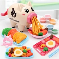 diy playdough clay plasticine tools set cute pig noodle machine mould playdough playsets for kids noodle maker kitchen toy gifts