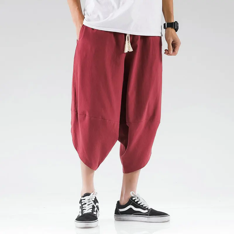 

Summer Mens Cross Pants Streetwear Harem Pants Male Loose Chinese Style High Quality Men Casual Pants Fashionable Large Size 5XL