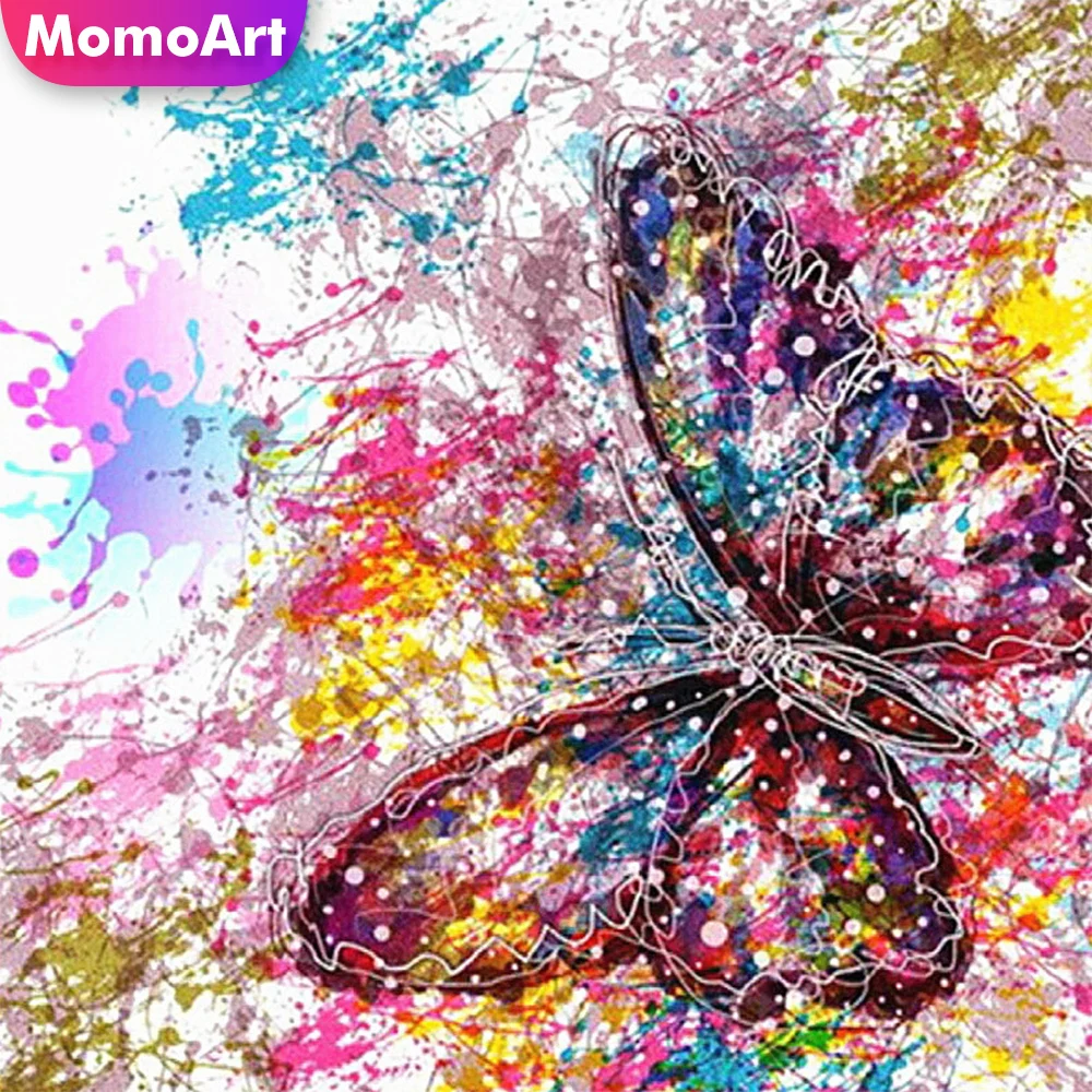 

MomoArt 5D DIY Алмазная Вышивка Бабочка Красочные Стразы Бриллиантовая мозаичная фигурка животного полная дрель квадратная картина Декор для дома