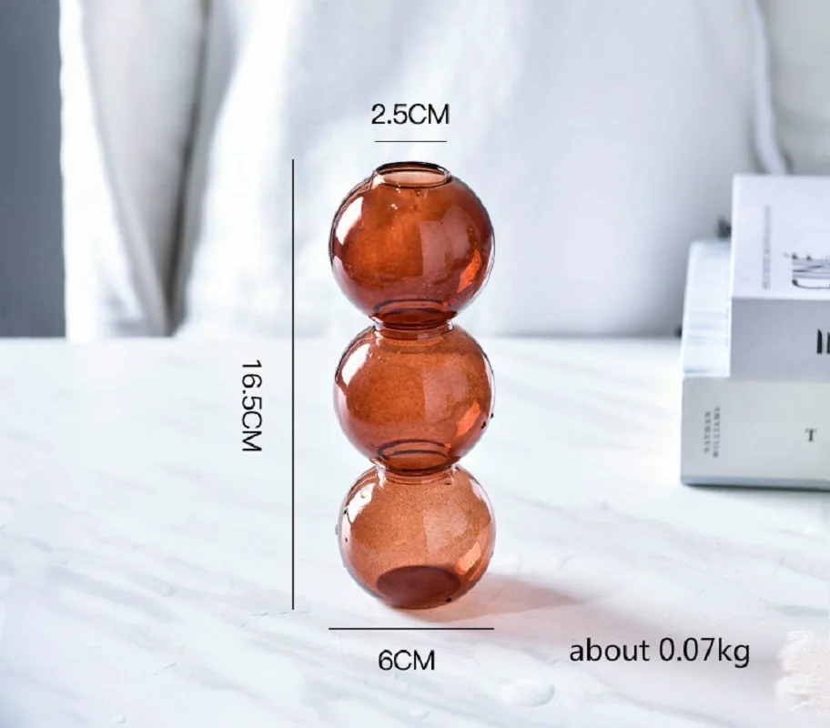 

European Creative Glass Bubble Vase Flower Arrangement Hydroponic Flowers Spherical Art Flower Ornaments Vase Decoration Home