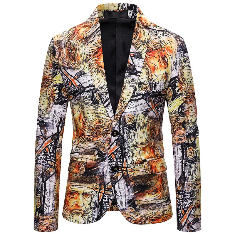 

17 colors Male Suit Blazer Printed Men Slim Jacket Vintage Suits Fashion Luxury Formal wedding Dress Stage Costumes for Singers