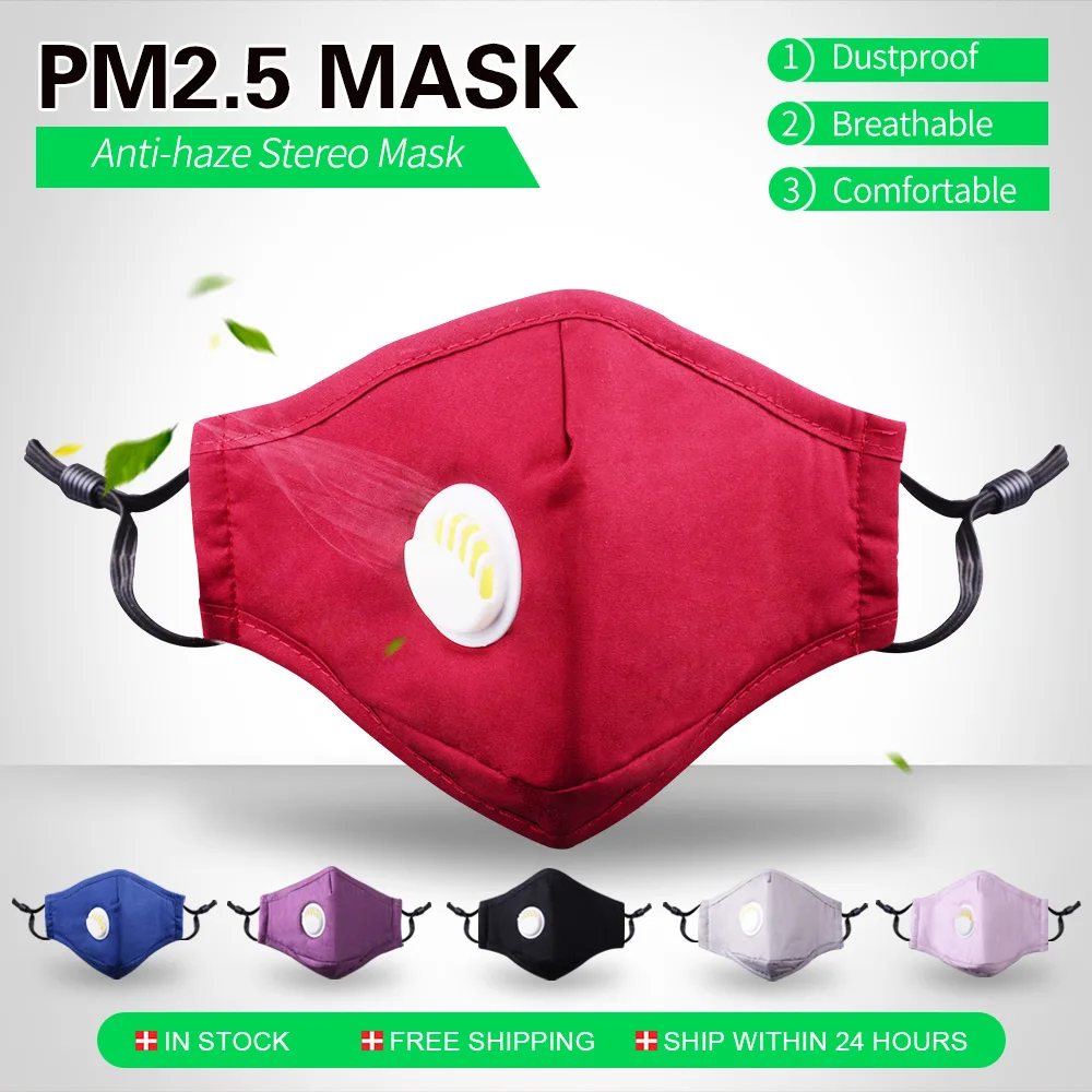 

5 Layer PM2.5 Mask+Activated Carbon Filters Cotton Valve Anti Haze Mask Respirator 95% Mouth-Muffle Outdoor Anti-Dust Face Mask