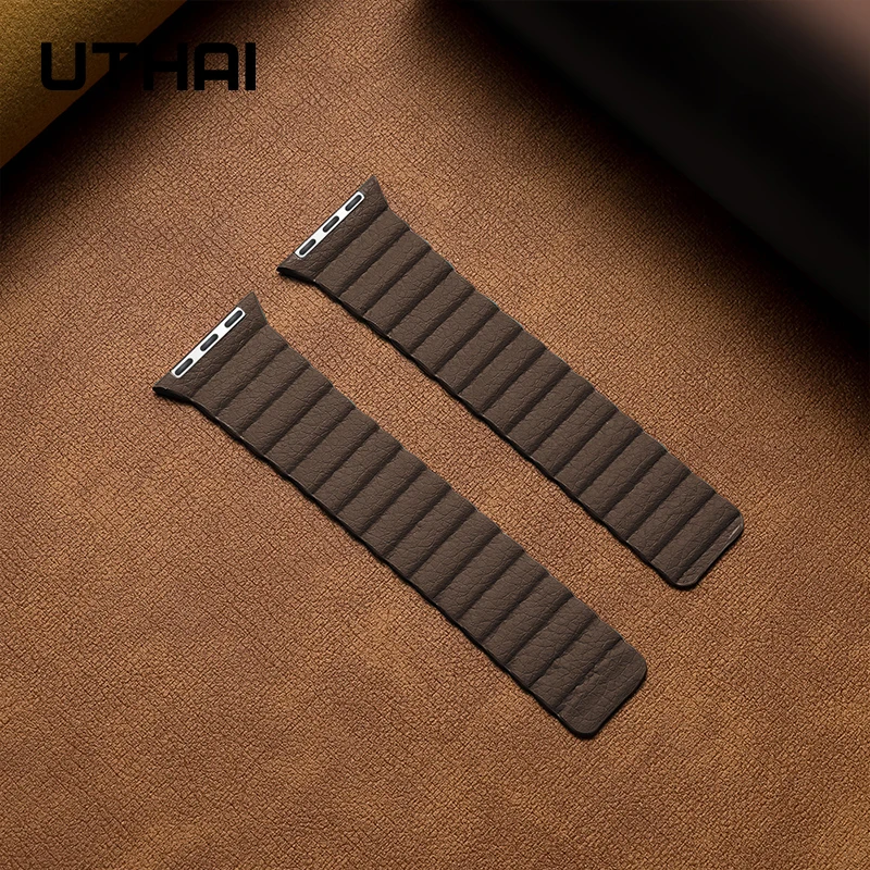 Утхай B09 кожаная Петля ремешок для наручных часов iWatch 3/2/1 38 мм 42 Магнитная Apple Watch