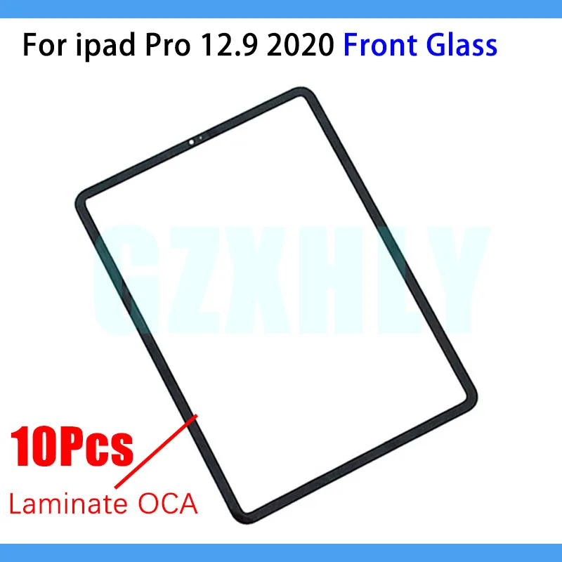 10pcs Front Glass With OCA For iPad Pro 12.9 4th Gen 2020 A2069 A2232 (No Touch Digitizer) Outer LCD Screen Panel Replacement