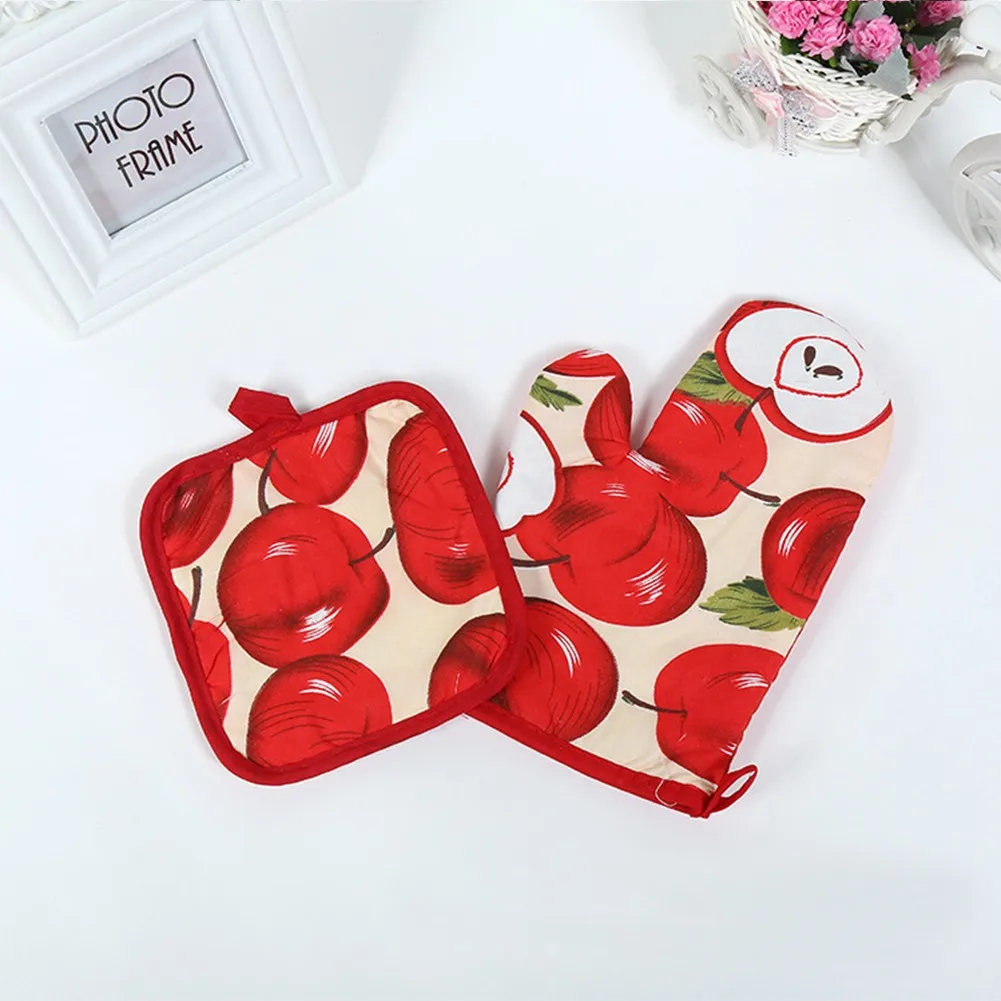 

Cooking Oven Mitts With Mat Kitchen Gloves Heat Insulation Microwave Gloves Baking BBQ Oven Mitts Potholder Pad Kitchen Tools
