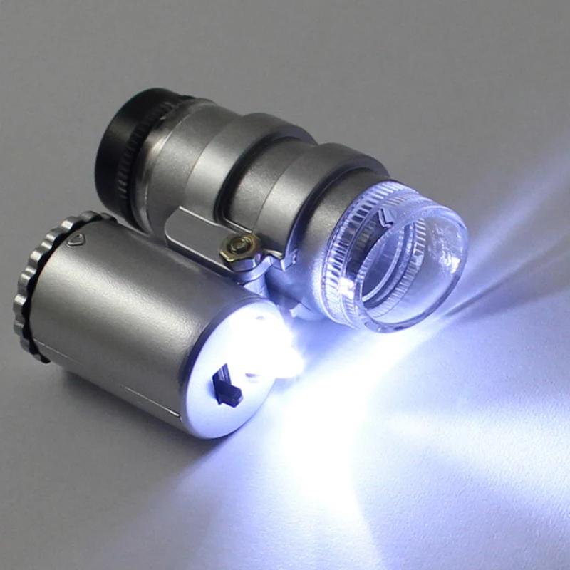 Горячая Распродажа 45X Карманный микроскоп с светодиодный лампой Ювелир Лупа