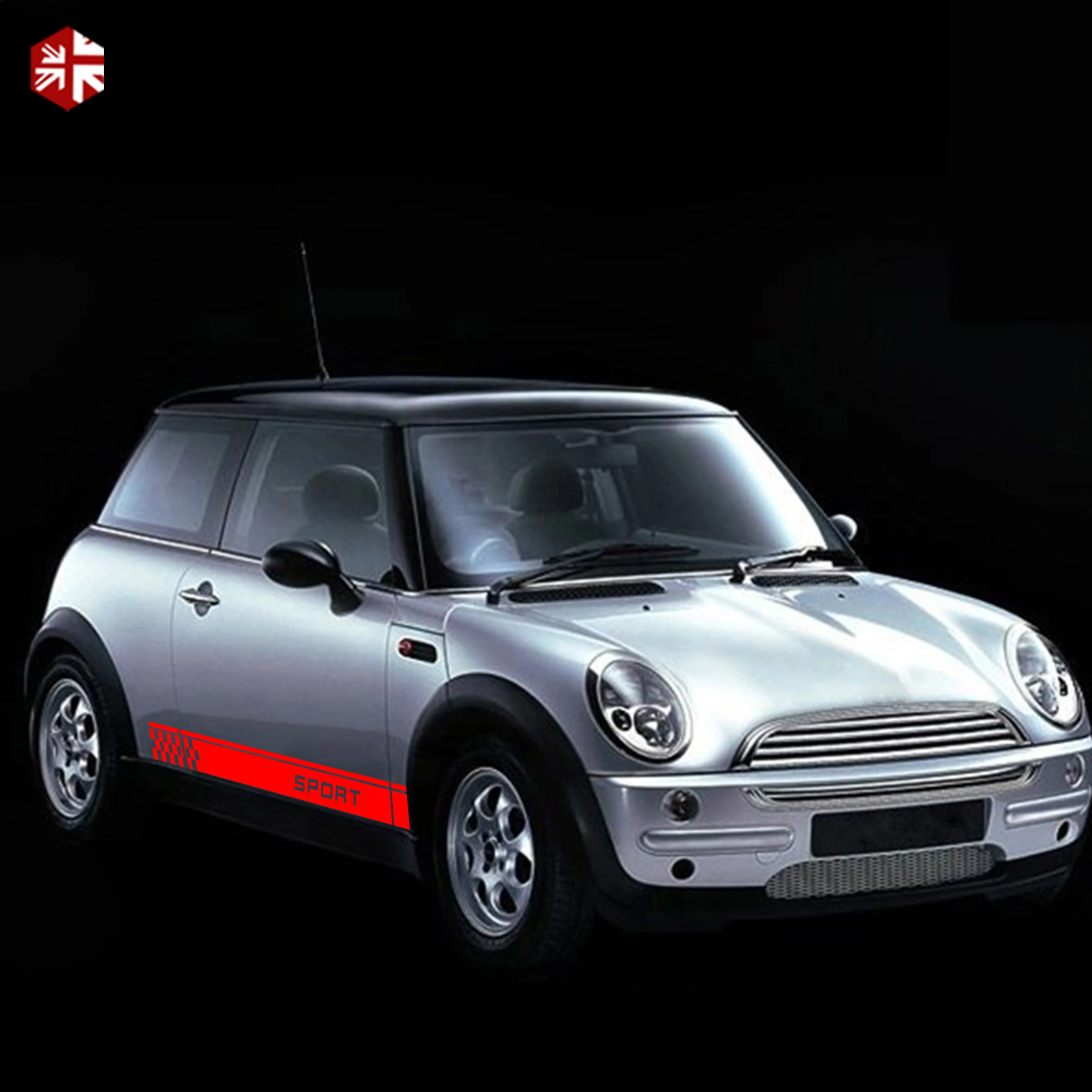 2 шт. гонок спорт Клетчатый Стиль дверь автомобиля боковая полоска наклейка на