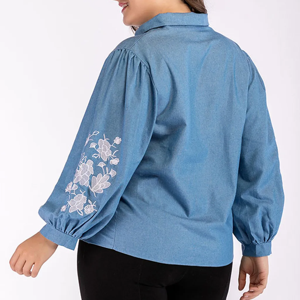 Топы для беременных размера плюс Повседневная Блузка с вышивкой рубашка Женские