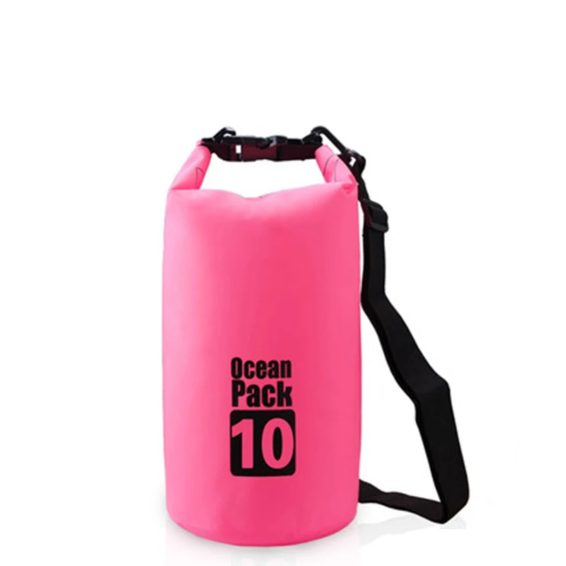 10L Pink 5L/10L/15L/20L/30L открытый плавательный водонепроницаемый мешок пакет ПВХ брезент Кемпинг рафтинг хранения сухой мешок с регулируемым ремешком крюк - Цвет: 10L Pink