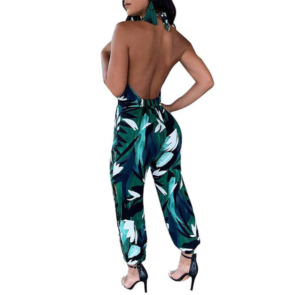 Винтажный цветочный комбинезон женский без бретелек Бохо сексуальный принт