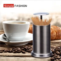 1 pc toothpick box portable automatic toothpick tube fashion modern household push personalized stainless steel kitchen accesory