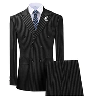 suit mens striped suit formal double breasted 3 pieces regular fit tuxedo business suit for wedding groomblazervestpants
